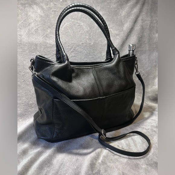 Vairena Ultra Rare Italian Pebbled Leather Shoulder Bag w/ Silver Hardware - Picture 2 of 11